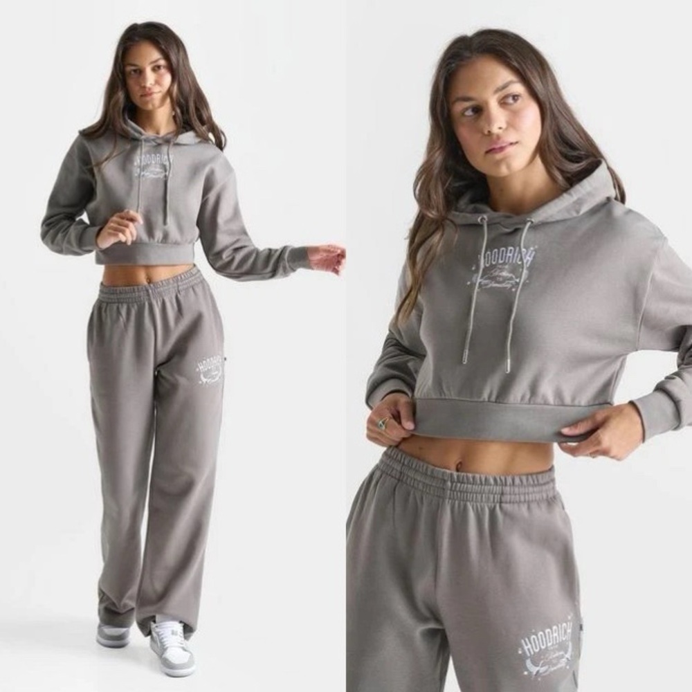 Hoodrich SET Women's Gray Cropped Hoodie & Jogger Pants